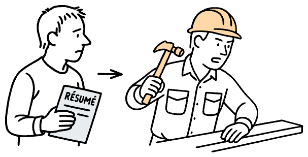 Guy got hired to work at a construction company