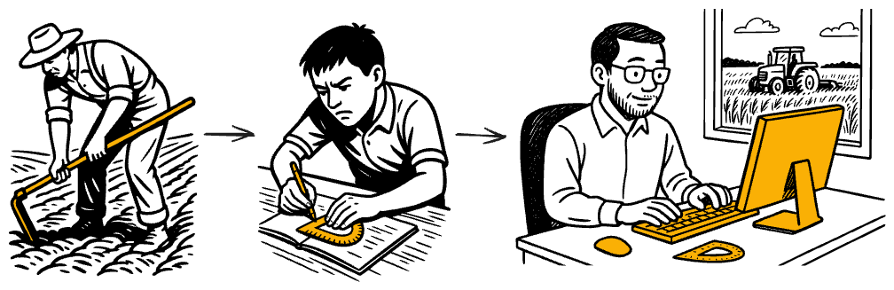 Boy studying surrounded by people he depends on